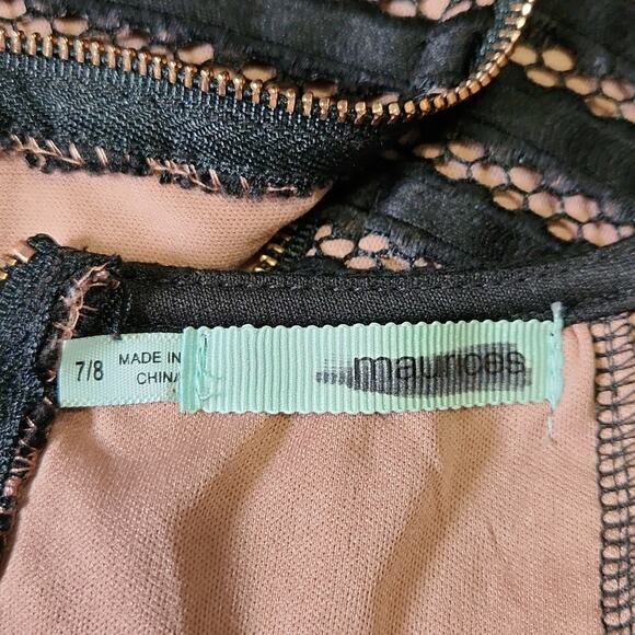 Maurices Black & Rose Brown Sleeveless Lace Overlay Striped Dress Size 7/8 Chic - Picture 8 of 10